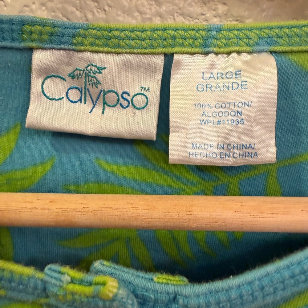 Calypso St. Barth Luxury Resort Wear Tropical Tunic Dress 💯% Cotton Size Large - Picture 11 of 11